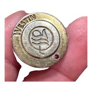 Vintage Tiffany & Co 18k Gold Top & Sterling Silver Back Westin Hotel Lapel Pin